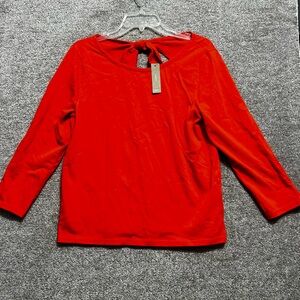 J. Crew Woman’s 3/4 Sleeve Tie open back Orange Blouse Size Medium NWT